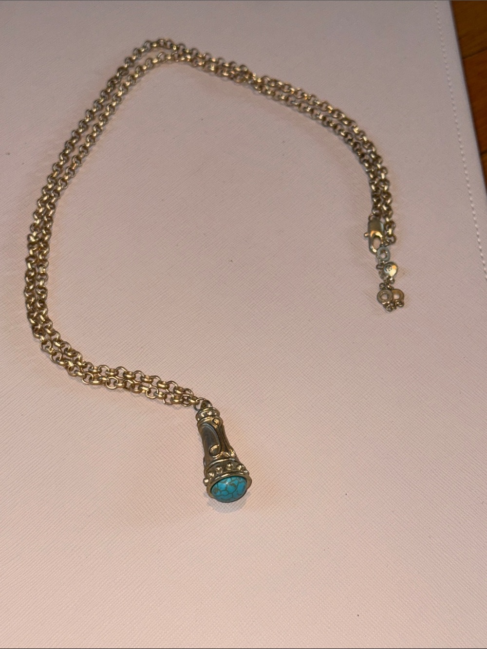 Gold-Tone Necklace with Turquoise Stone Pendant